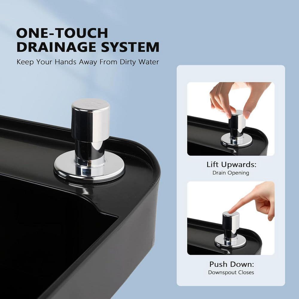Karl home 19.7 in. Plastic Freestanding Floor Mop Sink with Wheels in Black (3)