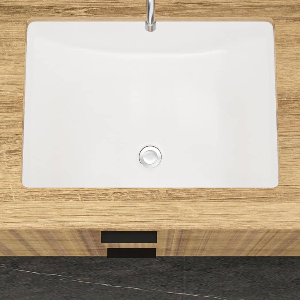 Coporesell 21.5 in. Undermount Rectangular Bathroom Sink with Overflow in White Ceramic (1)