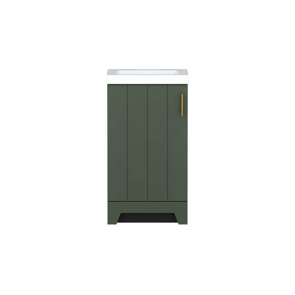 Glacier Bay Fernhill 19 in. Single Sink Freestanding Sage Bathroom Vanity with White Cultured Marble Top (Assembled) (3)