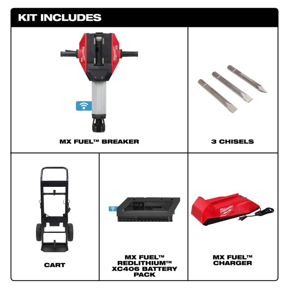 Milwaukee MX FUEL Lithium-Ion Cordless 1-1/8 in. x 25.1 in Breaker with Battery, Charger, & MX8. 0 Battery (2)