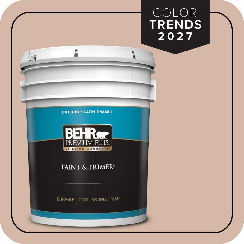 BEHR PREMIUM PLUS 5 gal. #S190-3 Sedona Pink Satin Enamel Exterior Paint & Primer