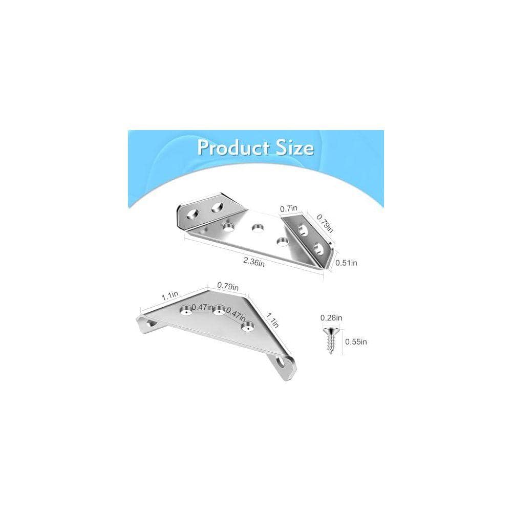 KIWDZFU Universal Stainless Steel Furniture Corner Connector Brackets for Wood Heavy-Duty Angle Brace with 140 Screws 20 Pack (2)