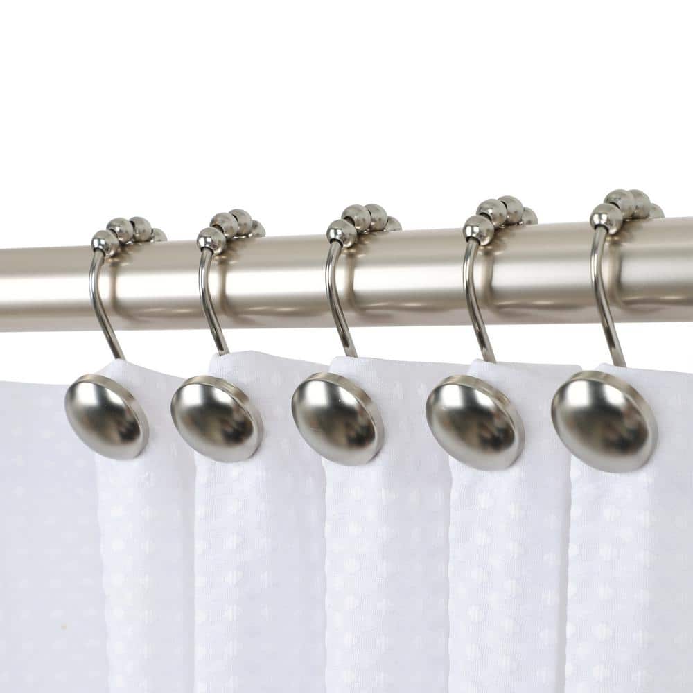 Utopia Alley Shower Beatrice Curtain Hooks, Shower Curtain Hooks for Bathroom Shower Rods Curtains in Brushed Nickel (Set of 12)