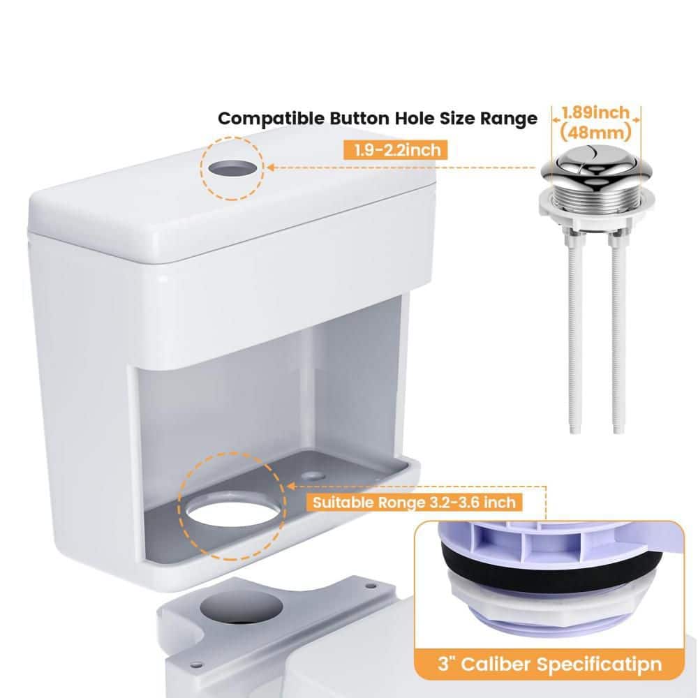 Helhom 3 in. Dual Flush Valve Replacement Kit for 2 Piece Toilets, Universal Toilet Repair Kit with Push Button Fill Valve (3)