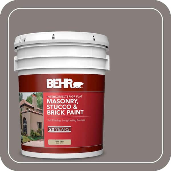 BEHR 5 gal. #PPU18-17 Suede Gray Flat Interior/Exterior Masonry, Stucco and Brick Paint (2)