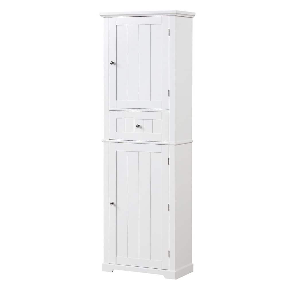 Unbranded 22 in. W x 11 in. D x 67.3 in. H White MDF Freestanding Linen Cabinet with Adjustable Shelf (3)