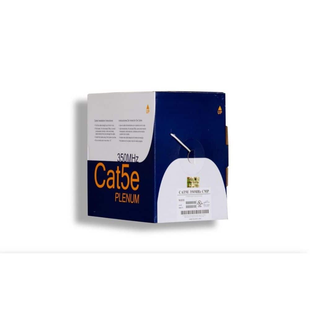 Micro Connectors, Inc CAT 5E 1000 ft. White 24AWG / 8-Conductors Solid Copper UTP CMP Data Cable Plenum Ethernet Bulk (3)