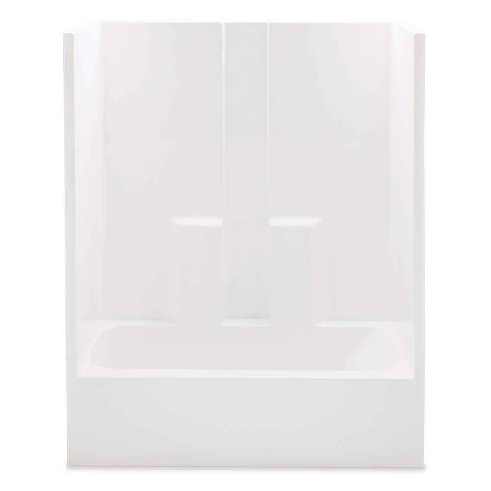 Aquatic Everyday 60 in. x 30 in. x 74 in. 1-Piece Bath and Shower Kit with Left Drain in White (1)