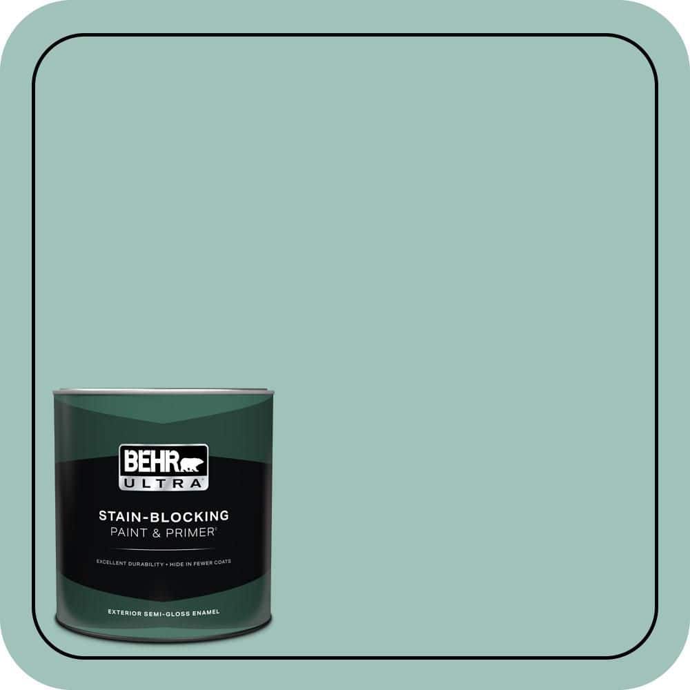 BEHR ULTRA 1 qt. #MQ6-36 Cascade Green Semi-Gloss Enamel Exterior Paint & Primer