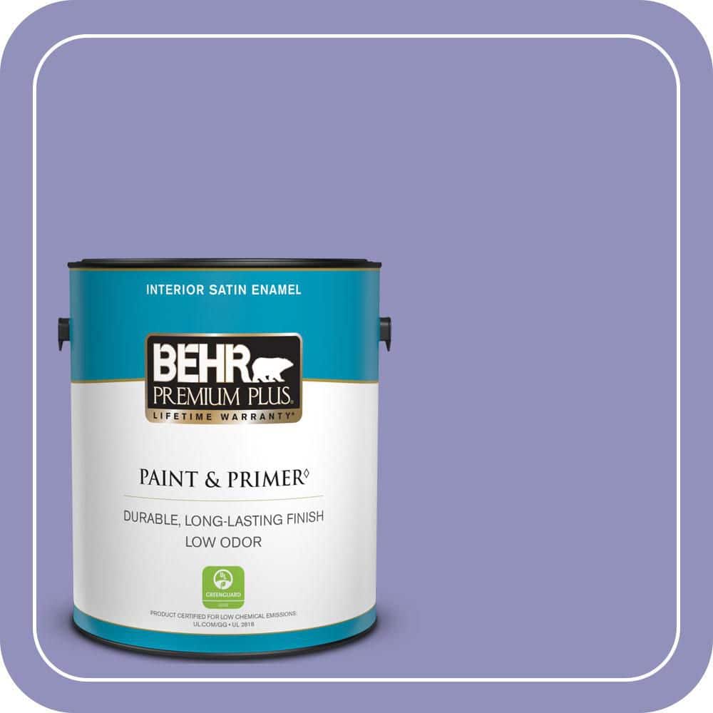 BEHR PREMIUM PLUS 1 gal. #PPU16-05 Lily of the Nile Satin Enamel Low Odor Interior Paint & Primer