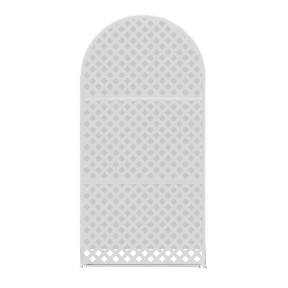 PexFix 6 ft. x 3 ft. Arch Privacy Fence Screen White Galvanized Metal for Garden Fence in Rhombic Pattern