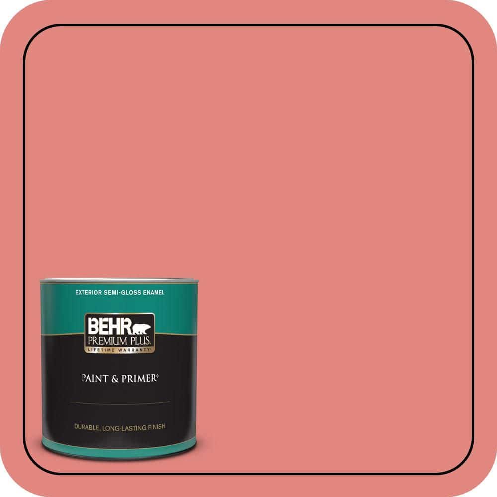 BEHR PREMIUM PLUS 1 qt. #PPU1-04A Watermelon Punch Semi-Gloss Enamel Exterior Paint & Primer (1)