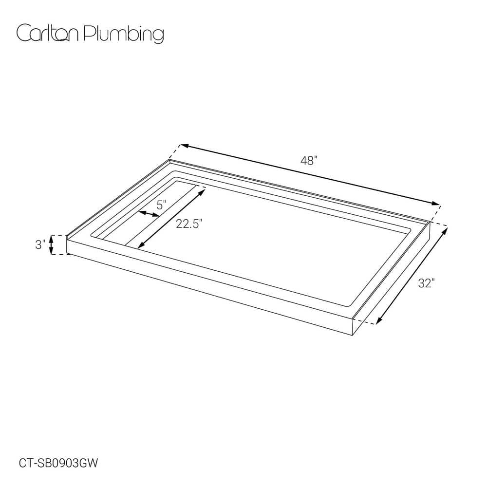 Carlton Plumbing Marquette 48 x 32 Alcove Shower Pan Base with Reversible Drain in Glossy White (2)