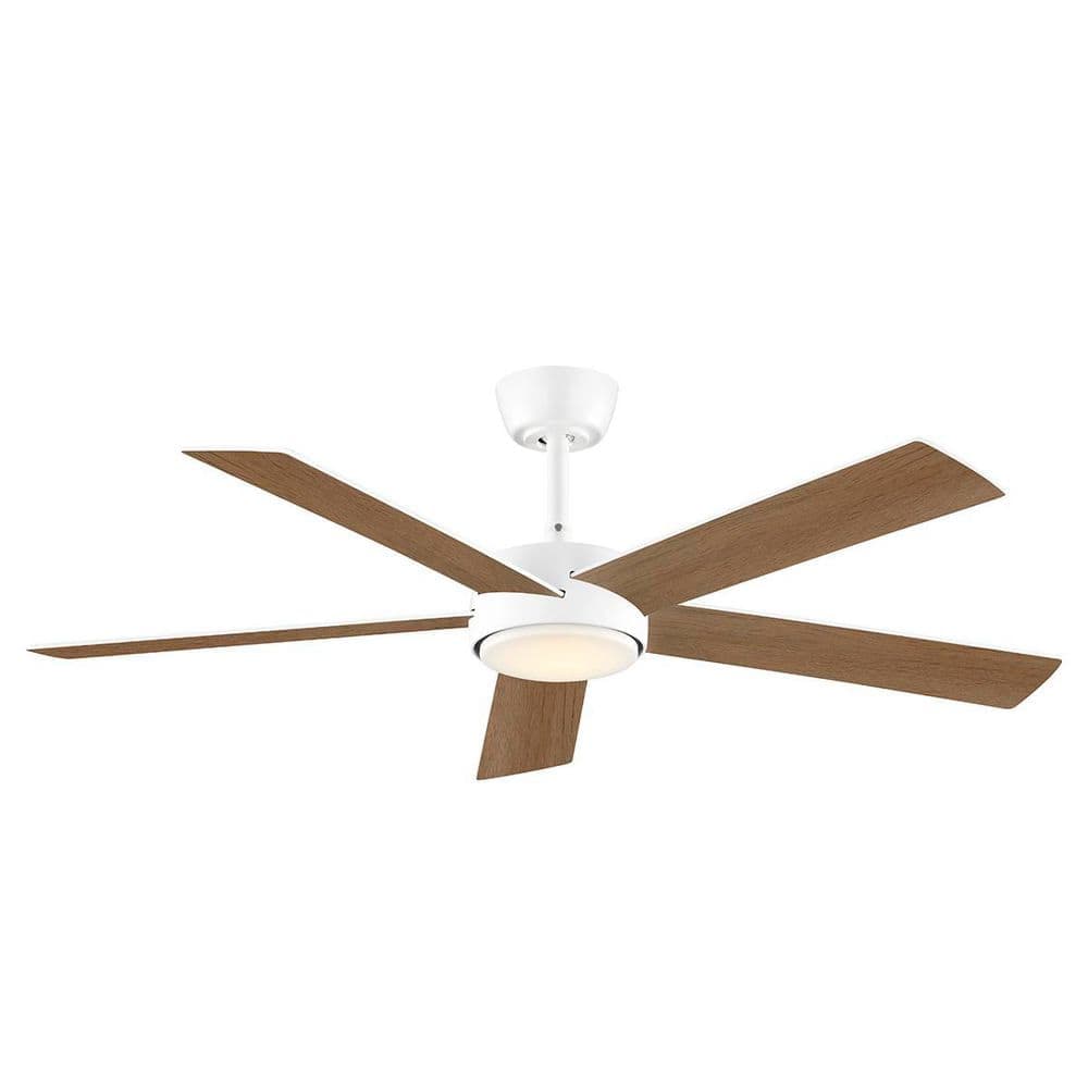 Hampton Bay Benning 52 in. Indoor Matte White Downrod Mount Ceiling Fan with Adjustable White Light LED and Remote Control Included (4)