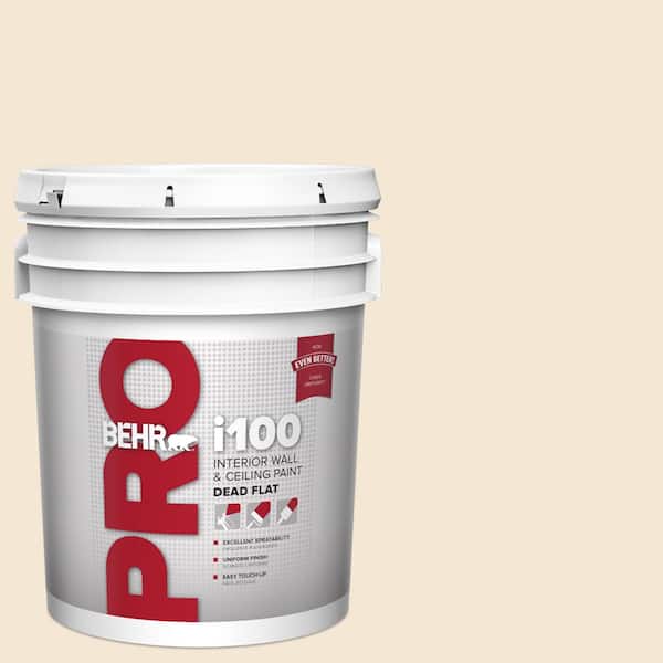 BEHR PRO 5 gal. #S290-1 Vanilla Paste Dead Flat Interior Paint (2)