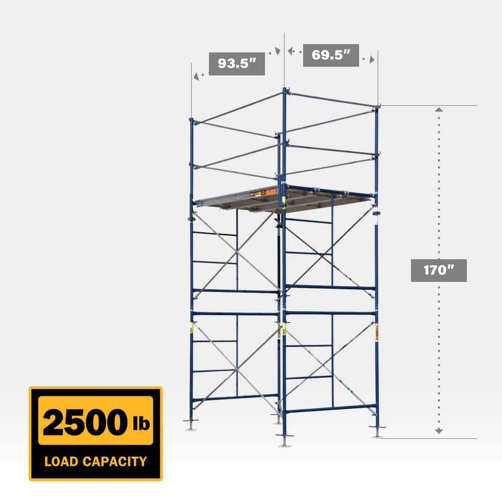 MetalTech Saferstack 2-Level Frame Fixed Set with Crossbraces, Platforms and Guardrail System (3)