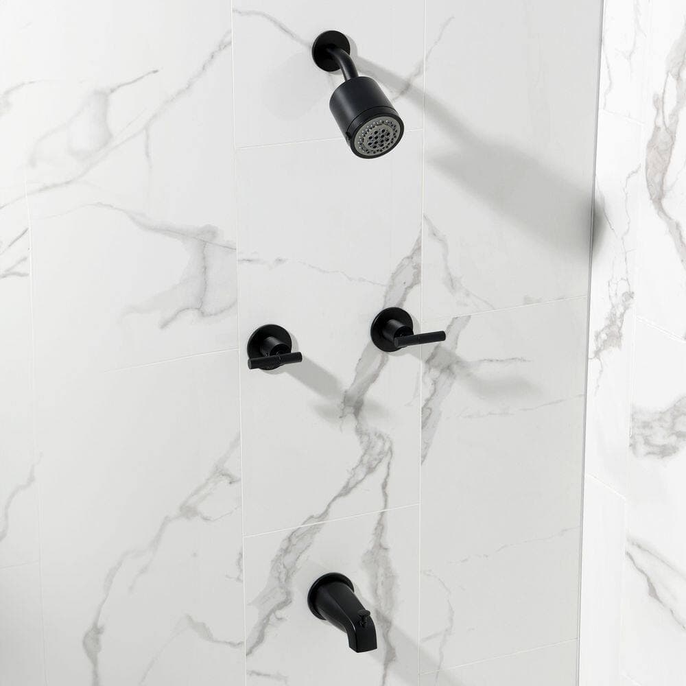 Kingston Brass Convergent 2-Handle 2-Spray Tub and Shower Faucet 1.8 GPM in Matte Black (2)