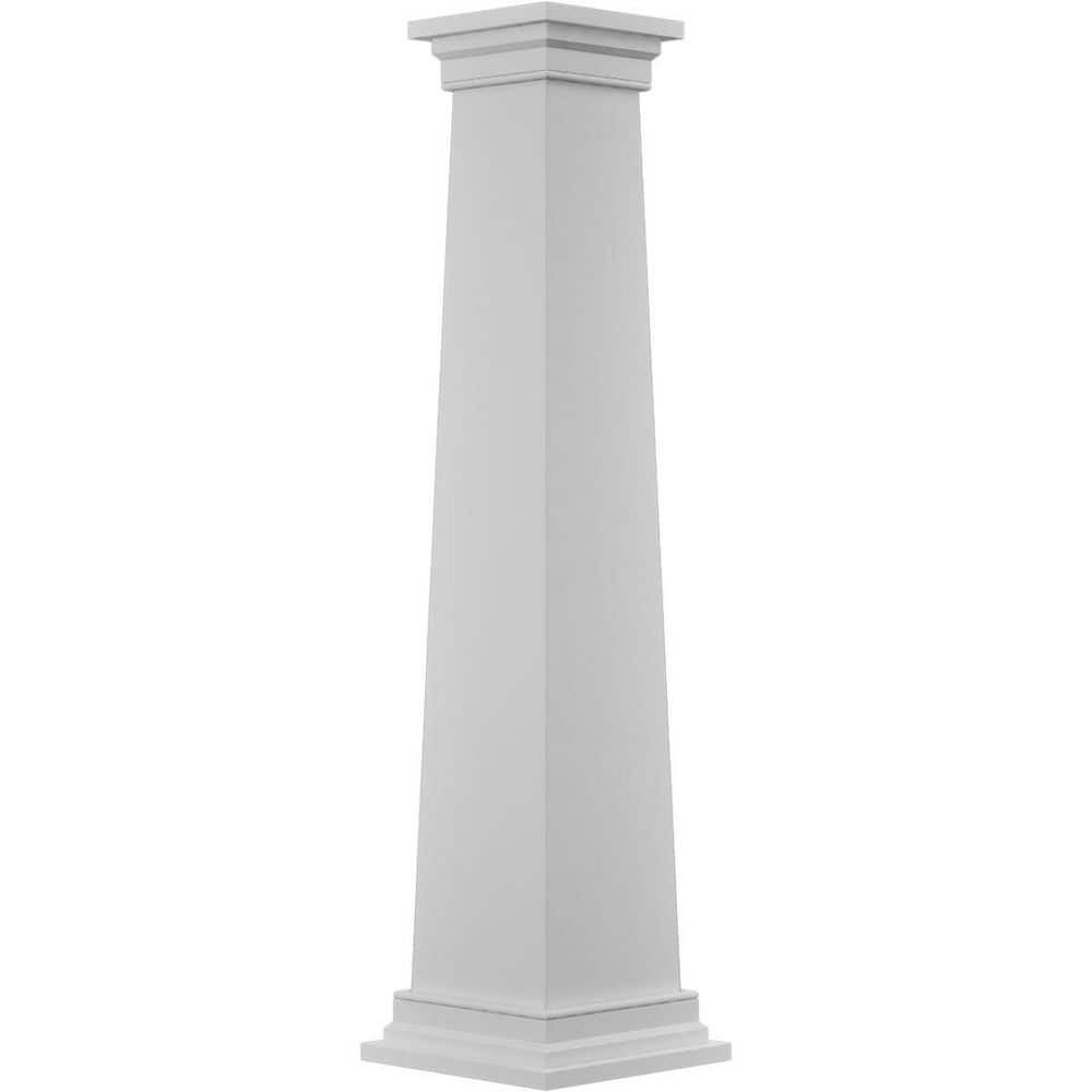 Ekena Millwork 19-5/8 in Bottom Width to 15-5/8 in Top Width 6 ft. H Square Tapered Smooth PVC Column Wrap Kit Prairie Capital & Base