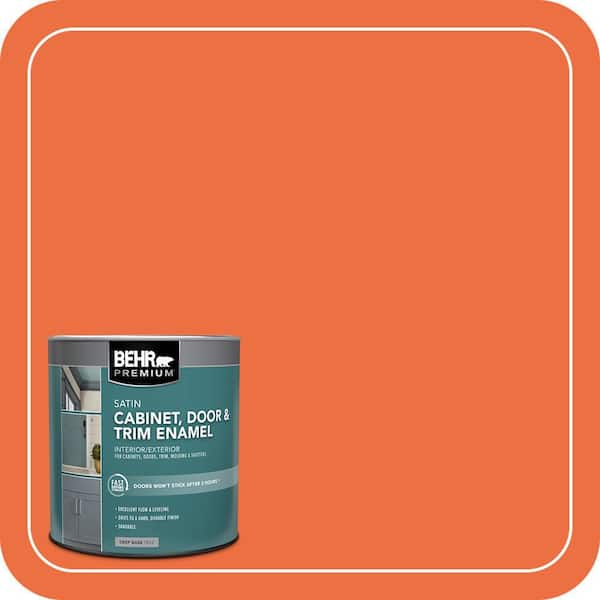 BEHR PREMIUM 1 qt. #210B-6 Aurora Orange Satin Enamel Interior/Exterior Cabinet, Door & Trim Paint (2)