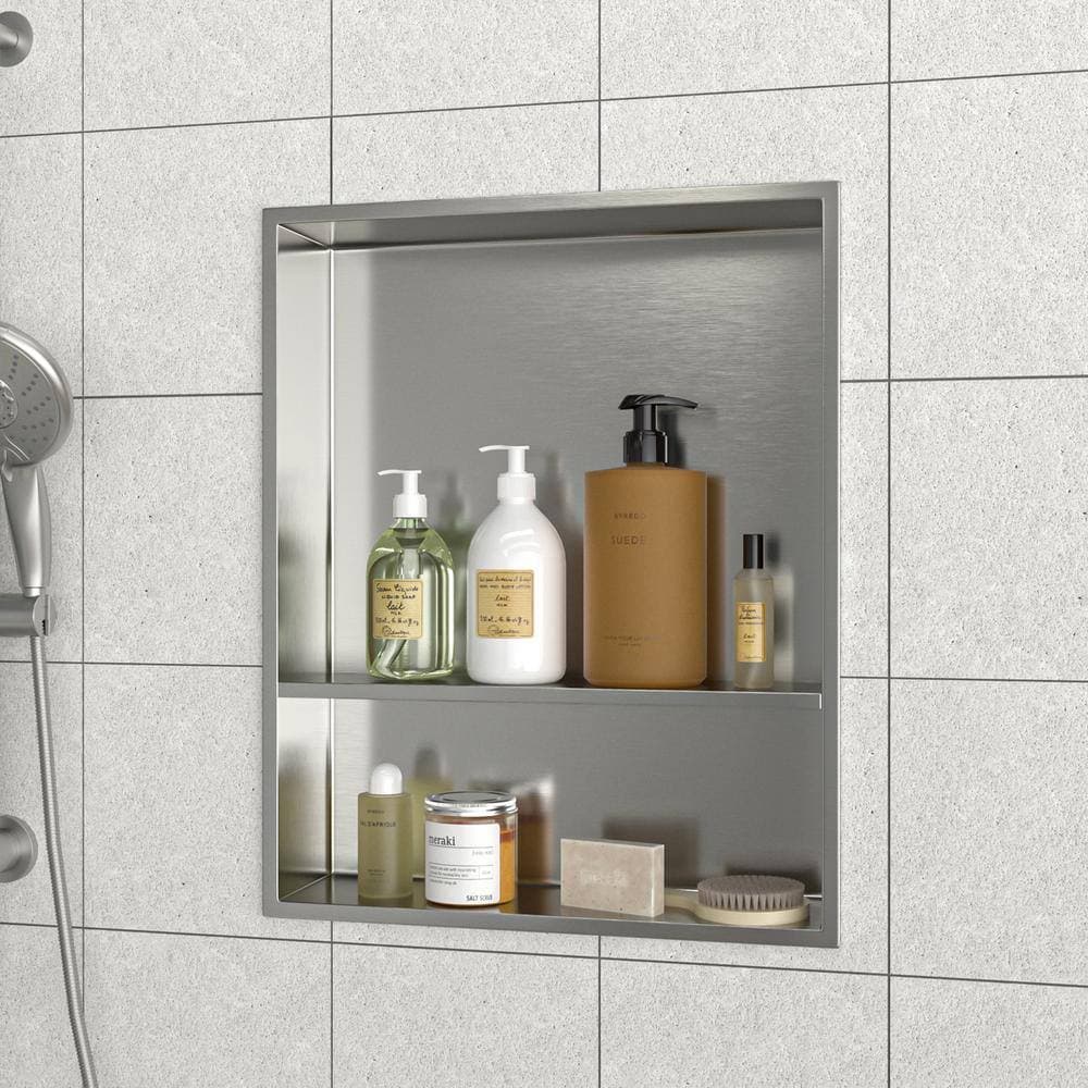 RAINLEX 17 in. W x 21 in. H x 3.94 in. D Stainless Steel Shower Niche (Set of 2) Pieces in Brushed Nickel (3)