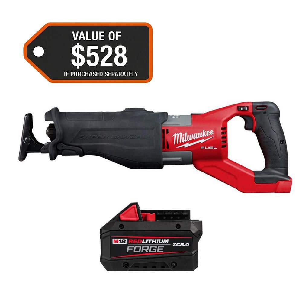 Milwaukee M18 FUEL 18V Lithium-Ion Brushless Cordless Super SAWZALL Orbital Reciprocating Saw w/ FORGE 8.0 Ah Battery (1)