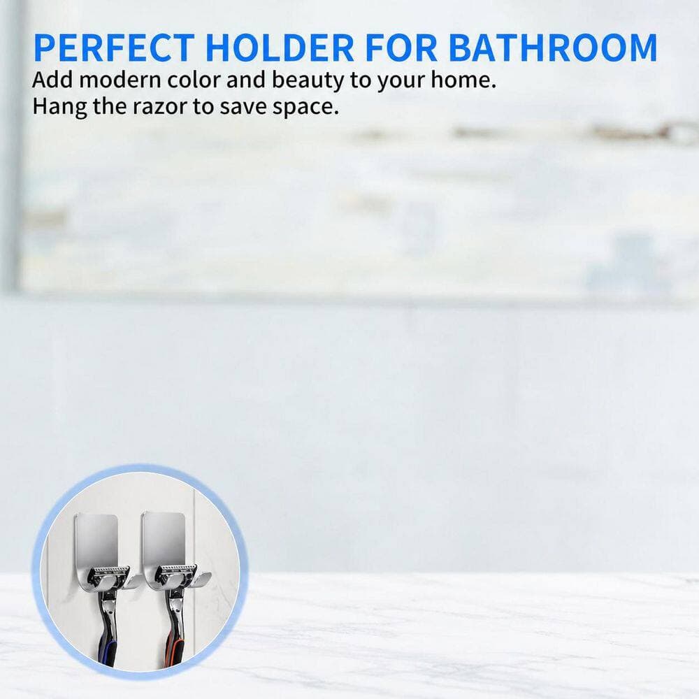 Unbranded 4-Pack Silver Black 304 Stainless Steel Self-Adhesive Double J-Hook Double Robe/Towel Hook Razor Towel Holder Wall (3)