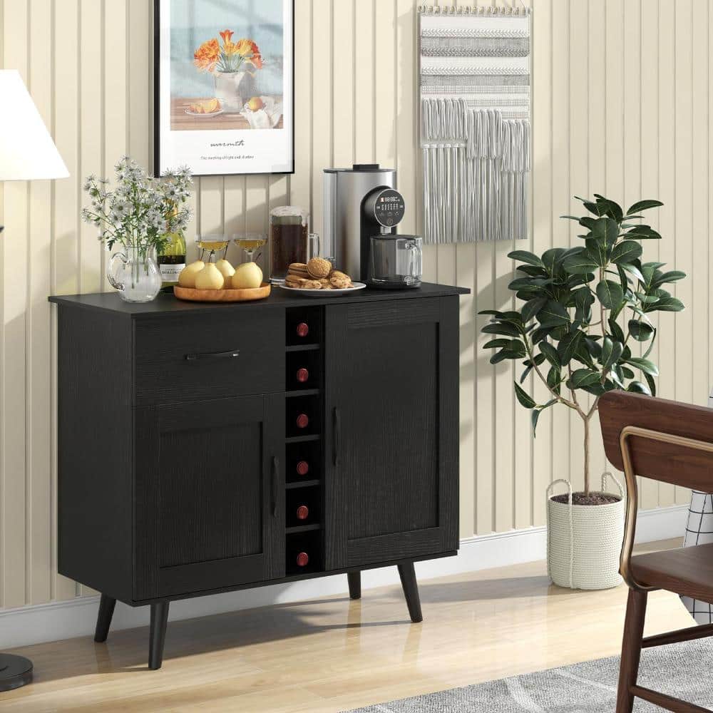 Volenca Wine Bar Buffet Cabinet with Wine Rack, Storage Sideboard for Dining Room or Kitchen (2)