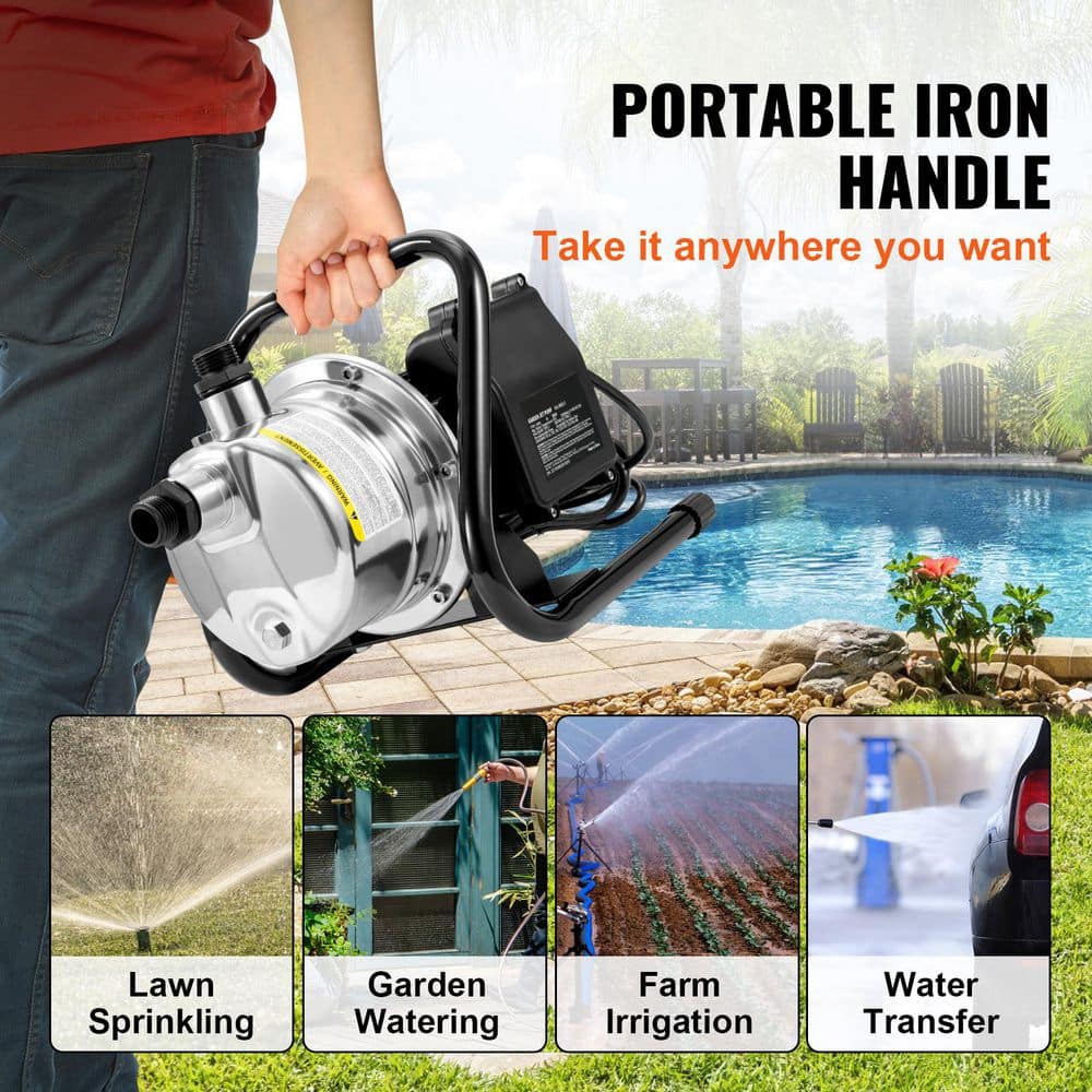 SKYSHALO Shallow Well Pump, 131 ft. Height, 40psi Max Pressure, 1.1 HP 115-Volt, 978 GPH, Stainless Steel for Irrigation (3)