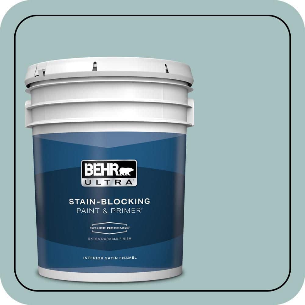 BEHR ULTRA 5 gal. #500F-4 Swan Sea Extra Durable Satin Enamel Interior Paint & Primer