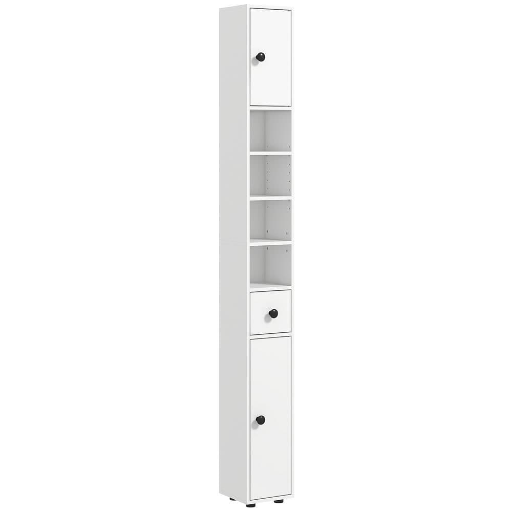 Tileon 7.75 in. W x 7.75 in. D x 70.75 in. H White Particle Board Freestanding Linen Cabinet with Adjustable Shelves (1)