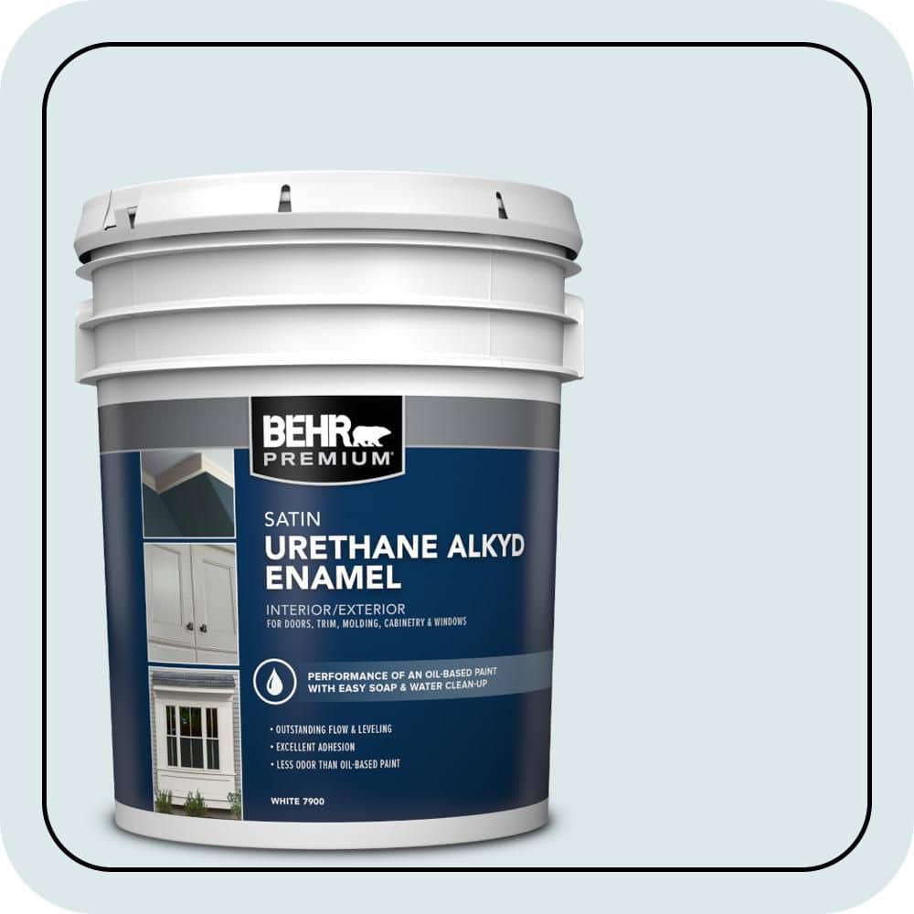 BEHR PREMIUM 5 gal. #540E-1 Wave Crest Urethane Alkyd Satin Enamel Interior/Exterior Paint