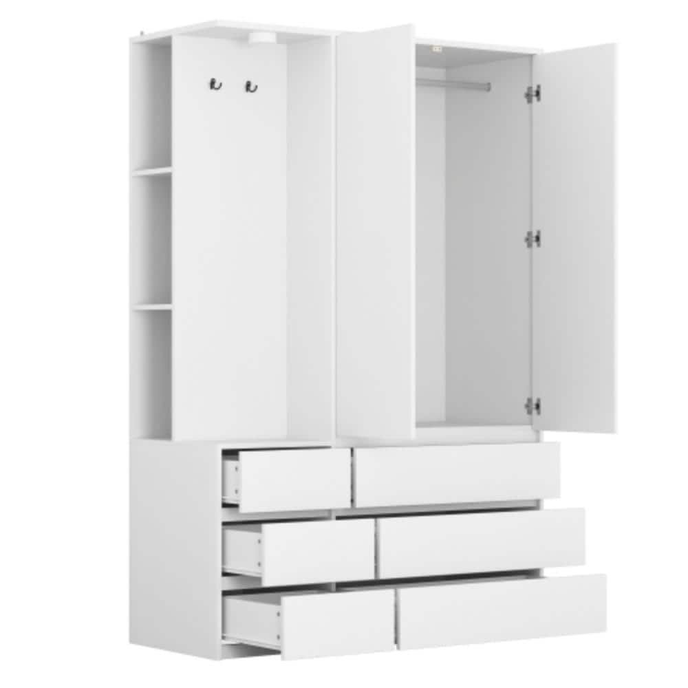 Unbranded 47.2 in. W x 19.7 in. D x 71.7 in. H Bathroom White Linen Cabinet (1)