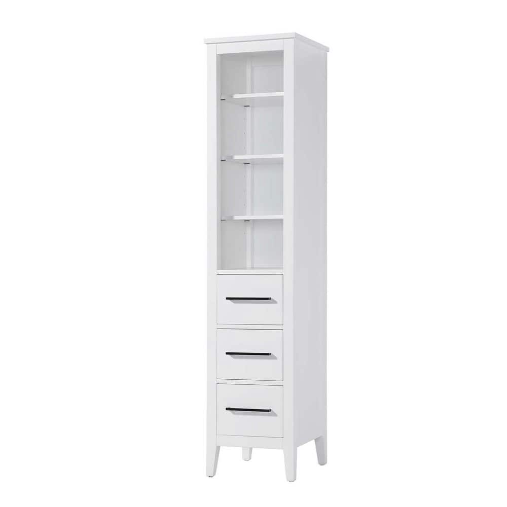 TIMELESS HOME 16 in. W x 18 in. D x 72 in. H White Freestanding Linen Cabinet (3)