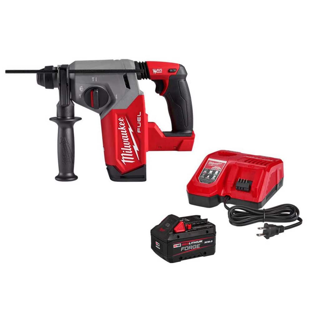 Milwaukee M18 FUEL 18V Lith-Ion Brushless Cordless 1 in. SDS-Plus Rotary Hammer w/ FORGE 8. 0Ah Battery & Charger (1)