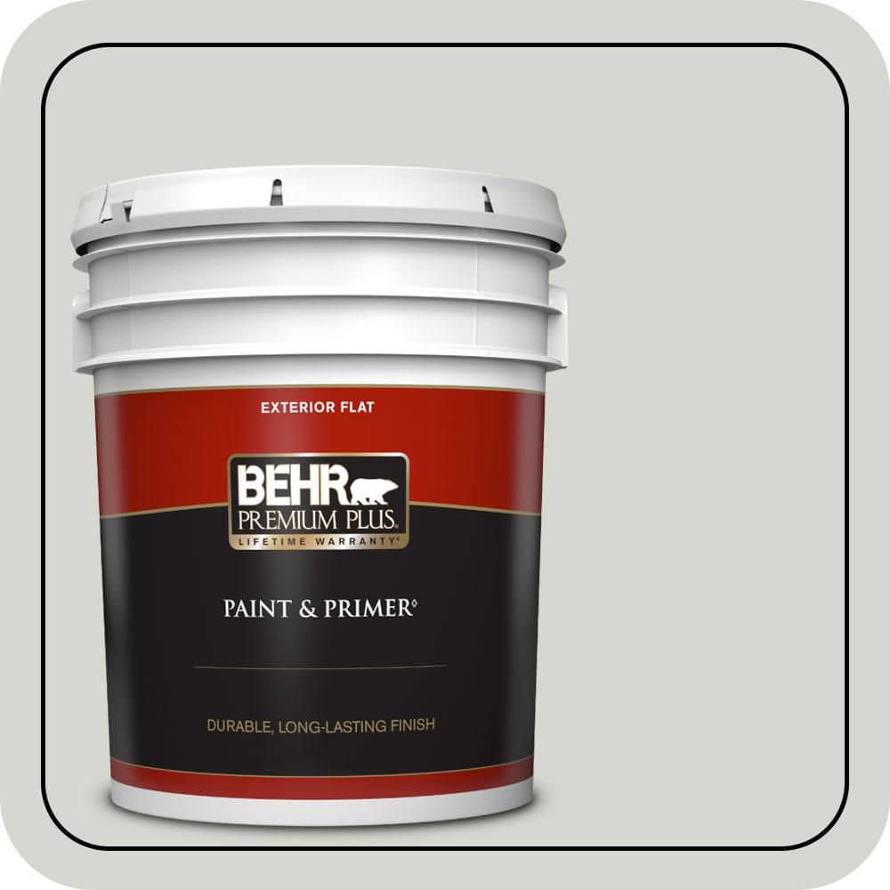 BEHR PREMIUM PLUS 5 gal. #N380-1 Mortar Flat Exterior Paint & Primer