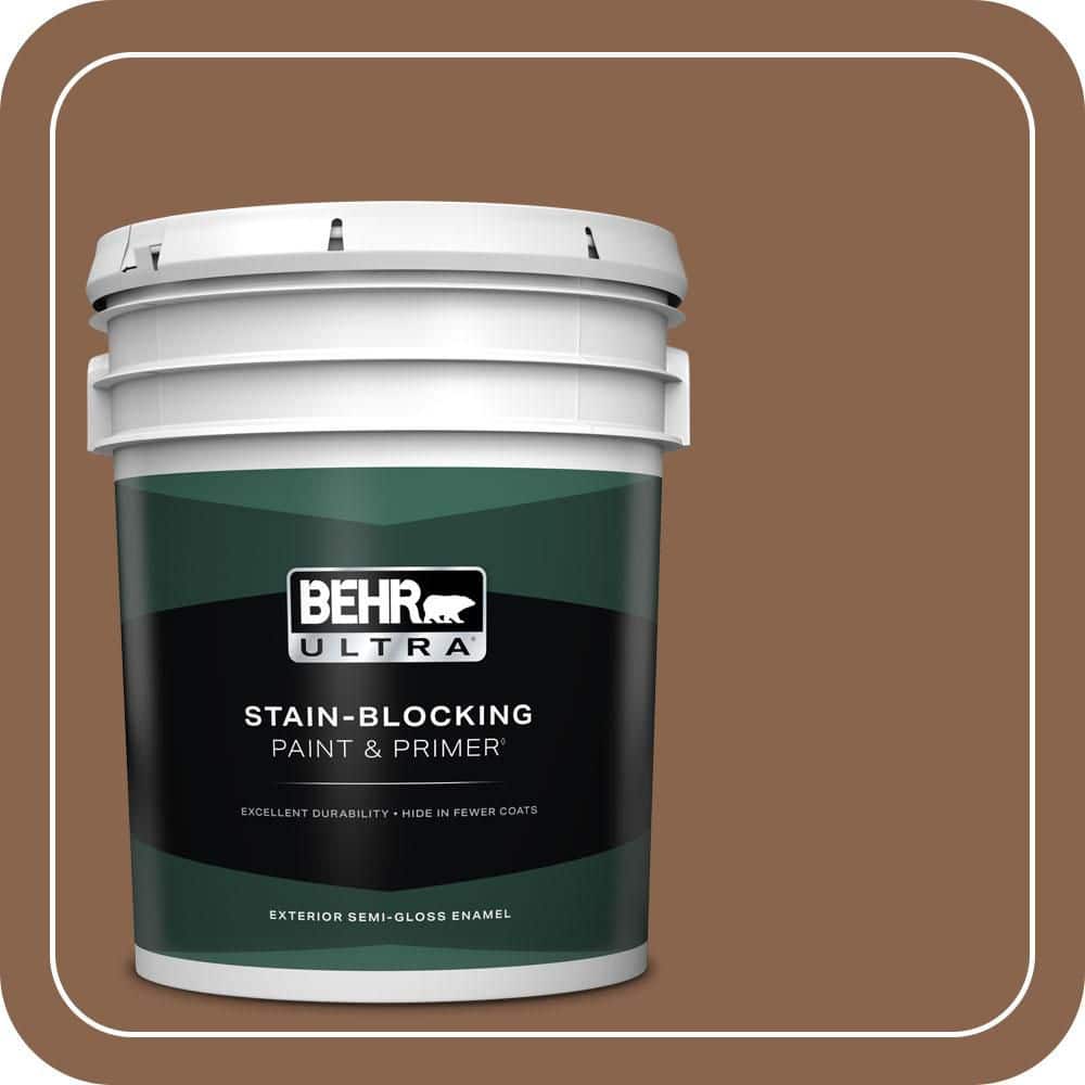 BEHR ULTRA 5 gal. #S220-7 Molasses Semi-Gloss Enamel Exterior Paint & Primer