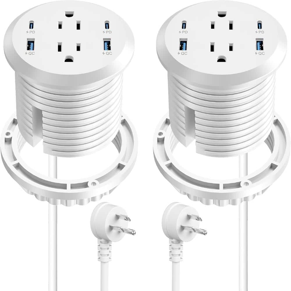 Unbranded 3 inch Desktop Power Grommet USB C,65W Fast Charging Station,Furniture Recessed Power Strip,2 Outlets,4 USB Ports