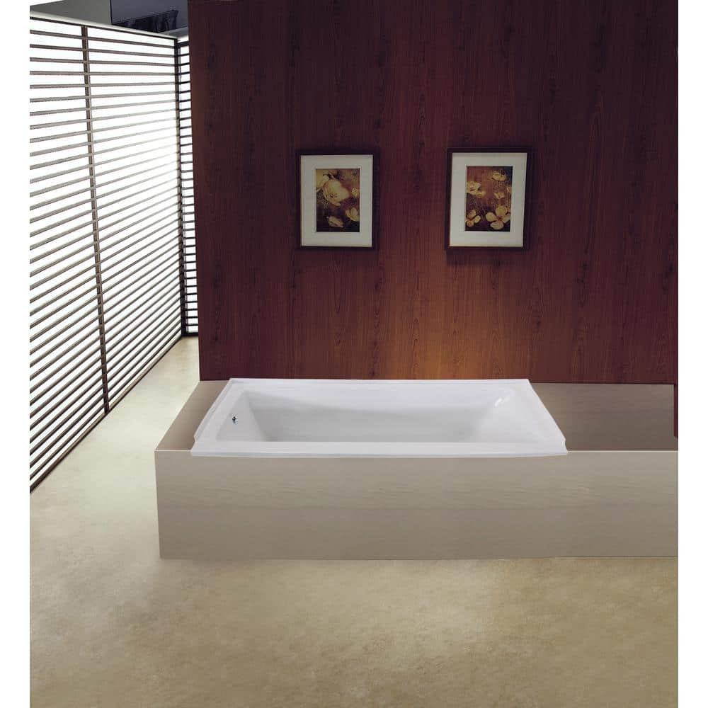 Aqua Eden Carisa 5 ft. Acrylic Rectangular Drop-in Left-Hand Drain Bathtub in White (3)