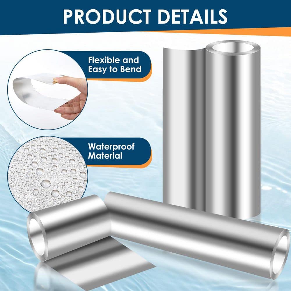 Laybus 6 in. x 100 ft. Aluminum Roll Flashing, Metal Roofing Roll for Roof, and Roof Strip for Moss and Mildew Prevention (3)
