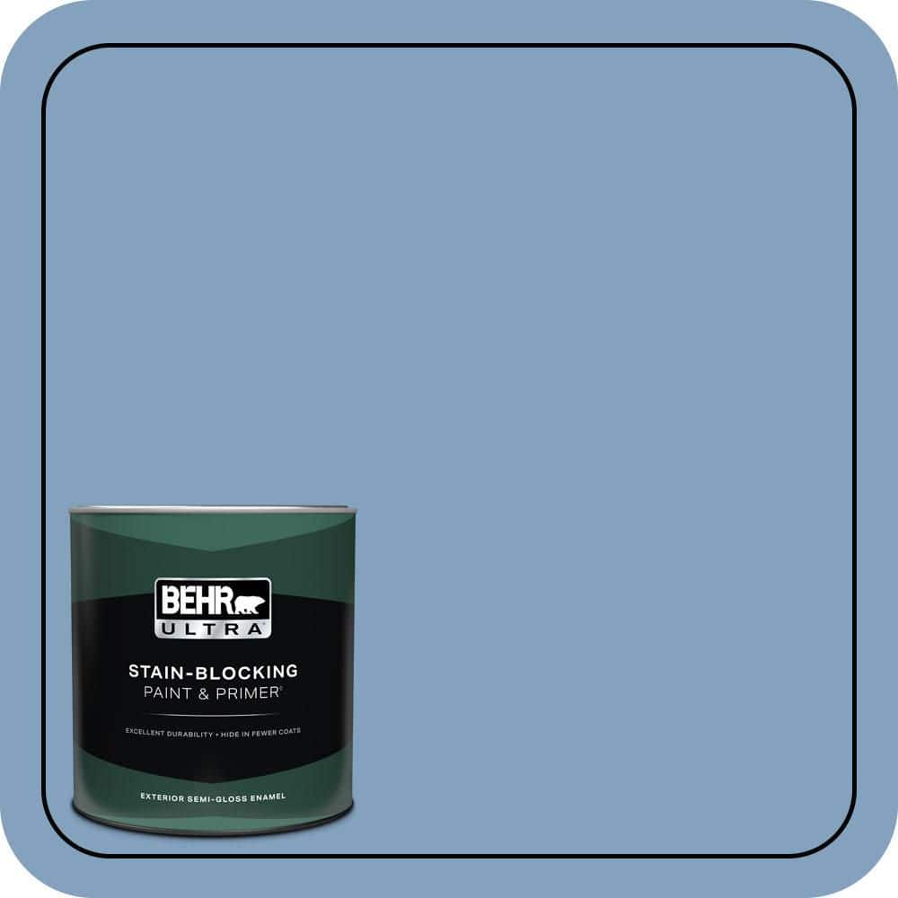 BEHR ULTRA 1 qt. #PPU14-07 Hawaiian Sky Semi-Gloss Enamel Exterior Paint & Primer