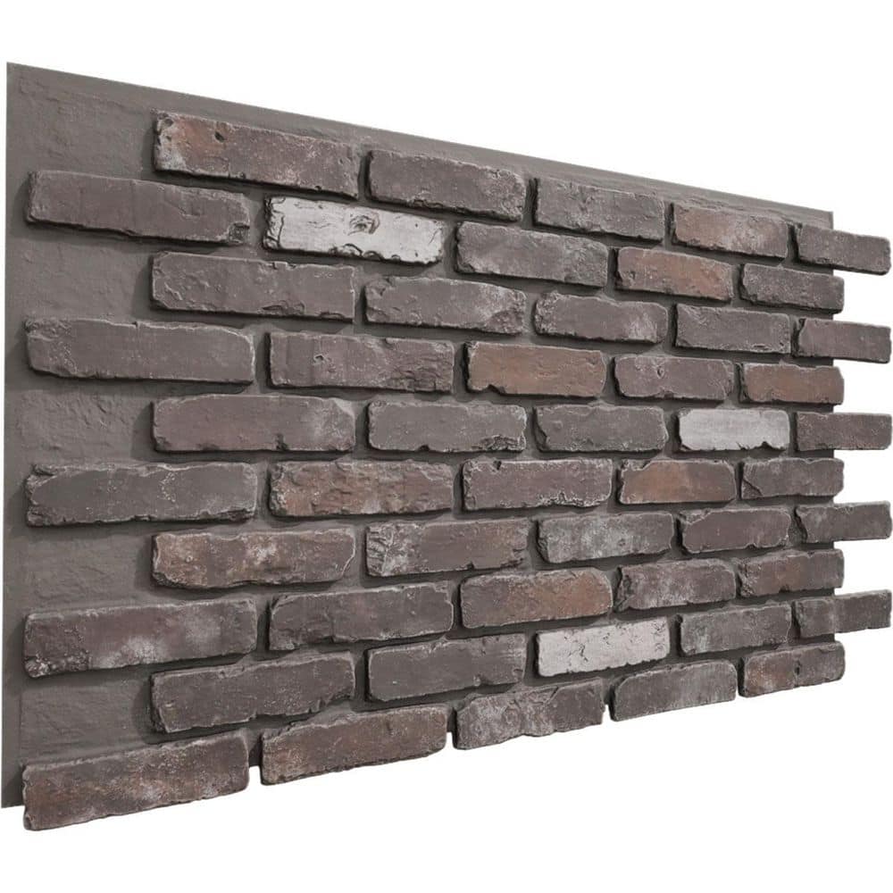 Ekena Millwork EverStone Aged Brick Faux Brick Panel, 46 7/8"W x 27"H x 1 1/4"D, French Chateaux Color (3)