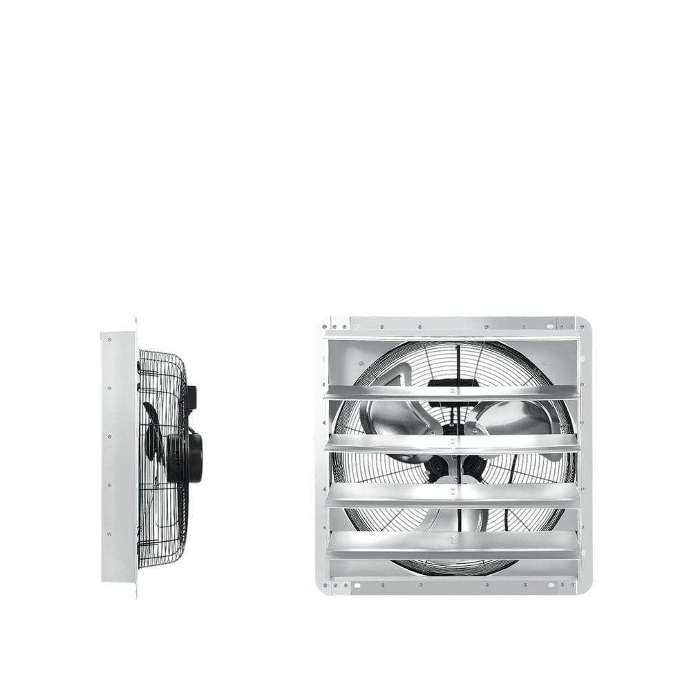 KIWDZFU 3200-CFM Silver Electric Gable Mount Exhaust Fan with Adjustable Speed Controller and Automatic Shutter Ventilation