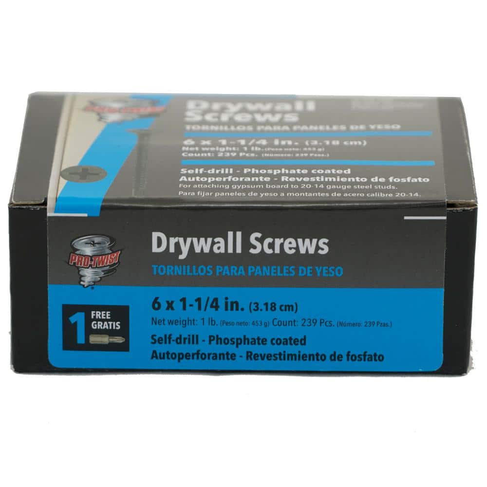 Pro-Twist #6 x 1-1/4 in. #2 Phillips Bugle Head Coarse Thread Self-Drilling Drywall Screws 1 lb. Box