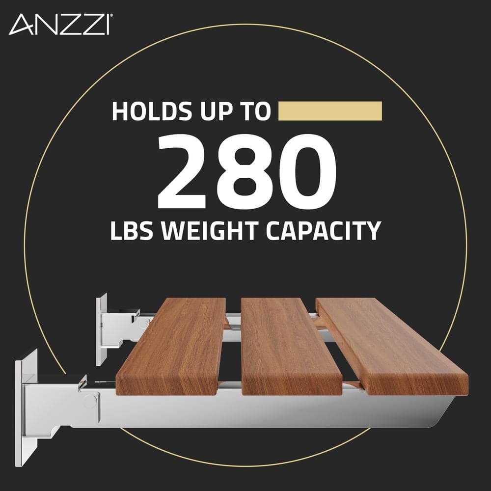 ANZZI Bohemian Wall Mounted Teak Shower Seat (2)