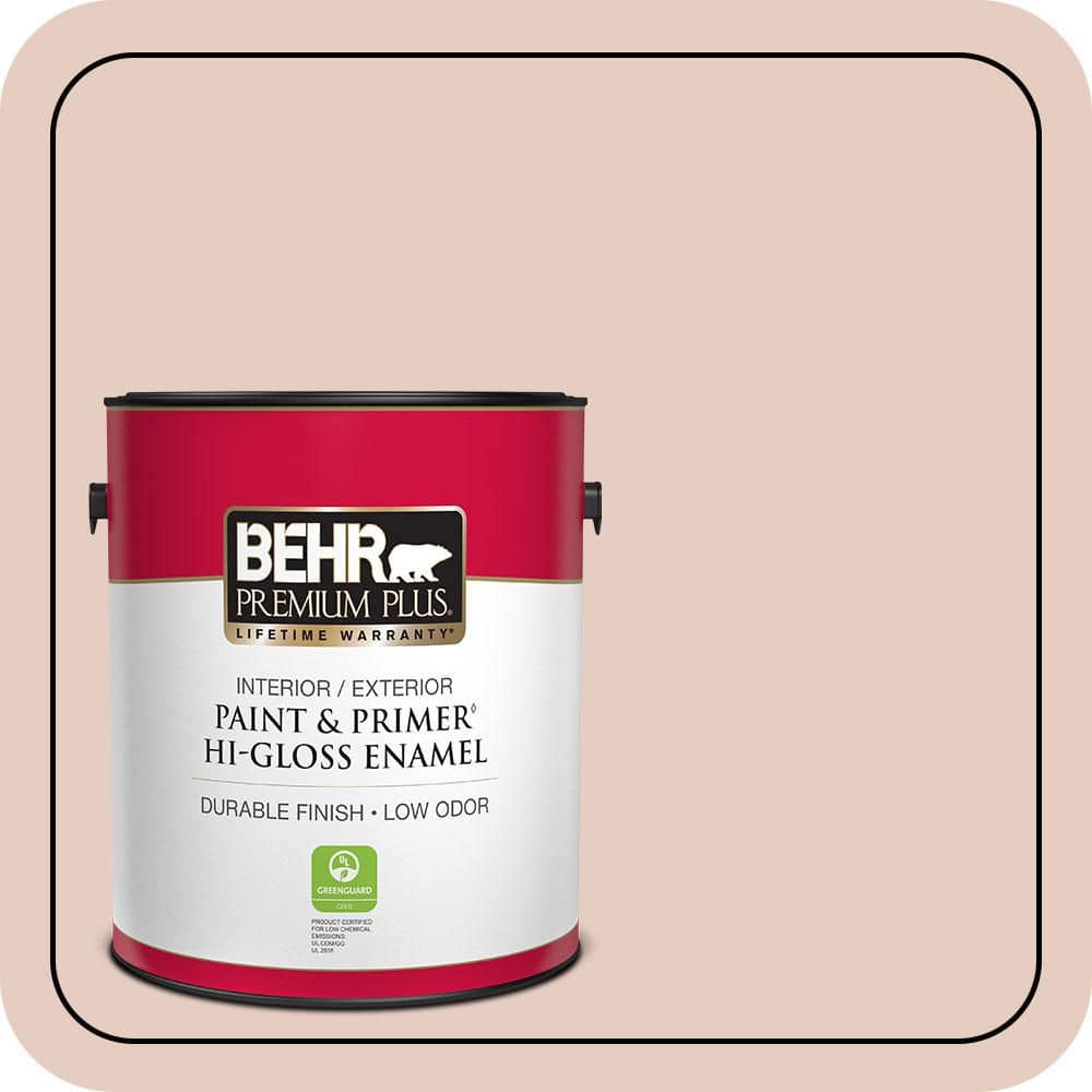 BEHR PREMIUM PLUS 1 gal. #T17-05 Life is a Peach Hi-Gloss Enamel Interior/Exterior Paint & Primer