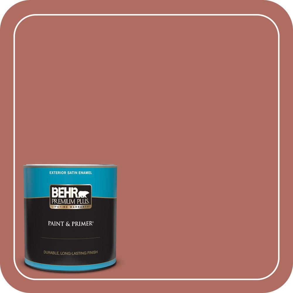 BEHR PREMIUM PLUS 1 qt. #MQ1-22 Scene Stealer Satin Enamel Exterior Paint & Primer