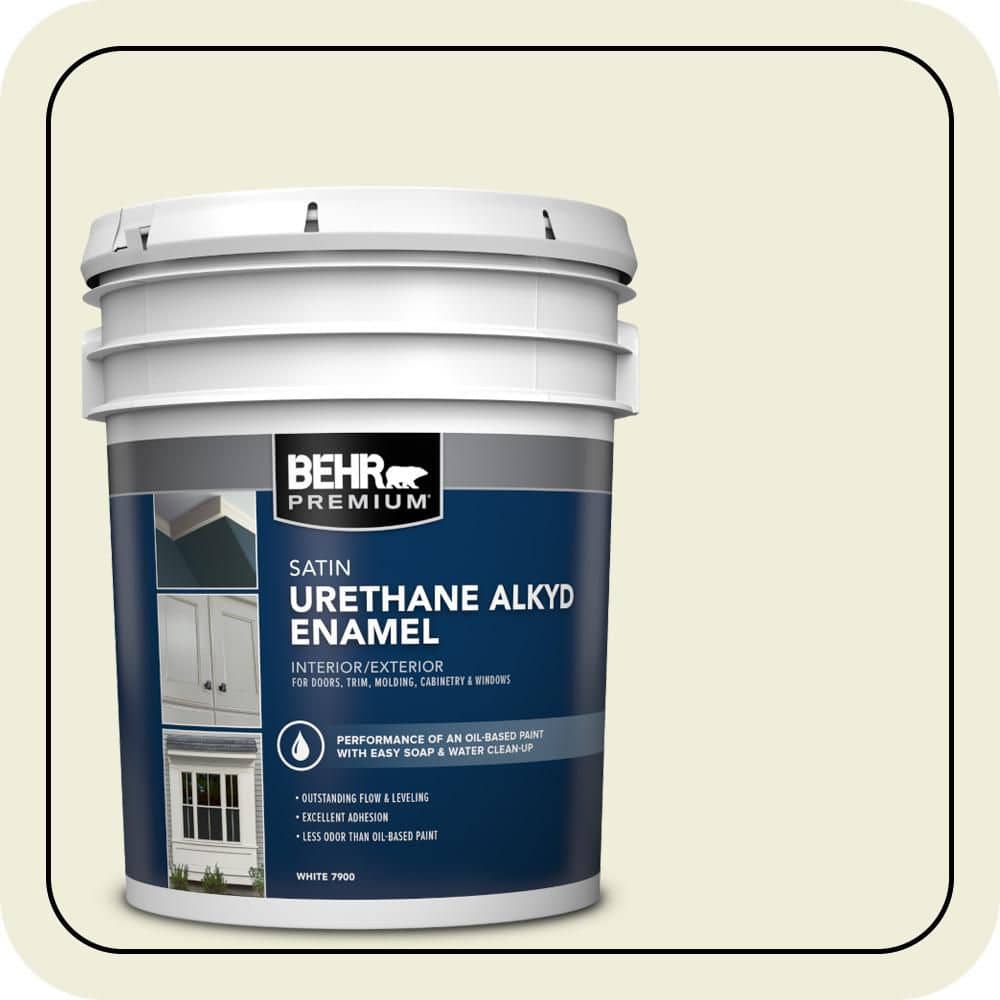 BEHR PREMIUM 5 gal. #S340-1 Lychee Urethane Alkyd Satin Enamel Interior/Exterior Paint
