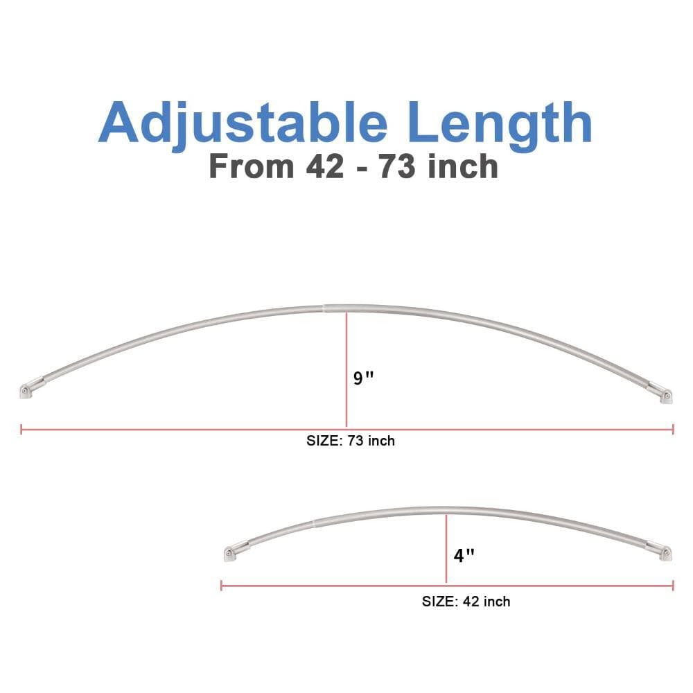 Unbranded Curved Stainless Steel Adjustable Shower Curtain Rod 42 to 73 Inches with Brushed Nickel Finish for Bathtub (2)