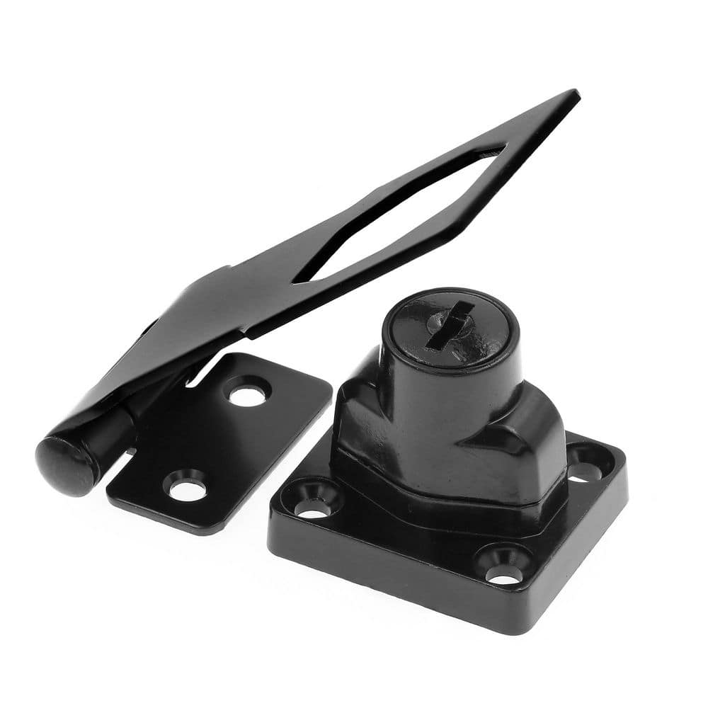 Prime-Line Door and Gate Safety Hasp Hinge Latch with Keyed Twist Knob Lock 3 inch with Screws Matte Black (Single Pack)