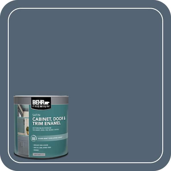 BEHR PREMIUM 1 qt. #T17-17 Midnight Show Satin Enamel Interior/Exterior Cabinet, Door & Trim Paint (2)